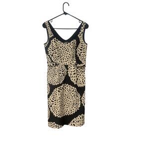 Boden Sleeveless Dress 100% Cotton Black Tan Abstract Floral Print Size 4